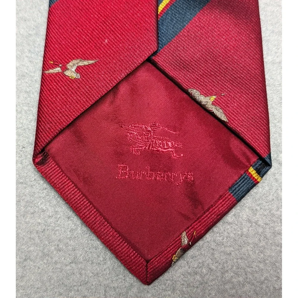 Vintage 1980s Burberrys London Tie Made In England Silk Regimental Stripe Duck
